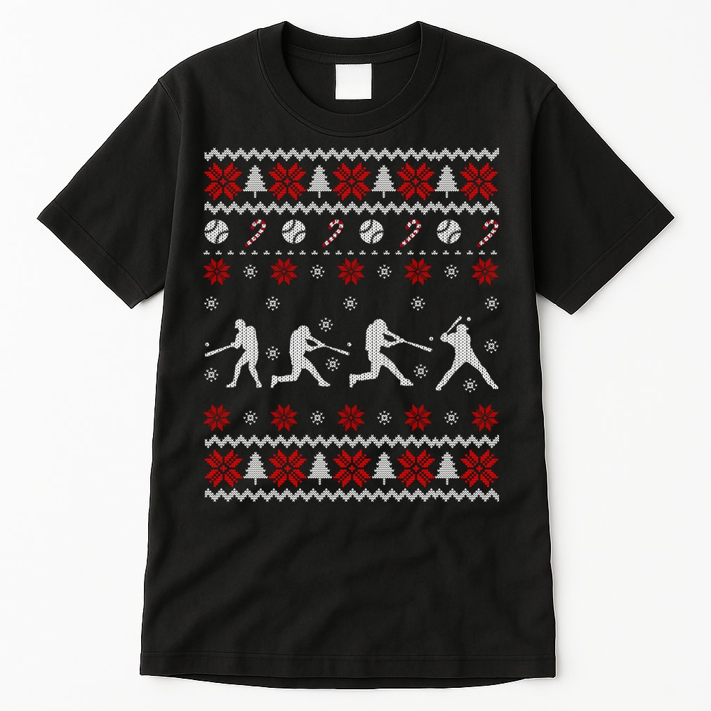 Baseball Players Ugly Christmas Sweater Xmas Gift Tall T-Shirt