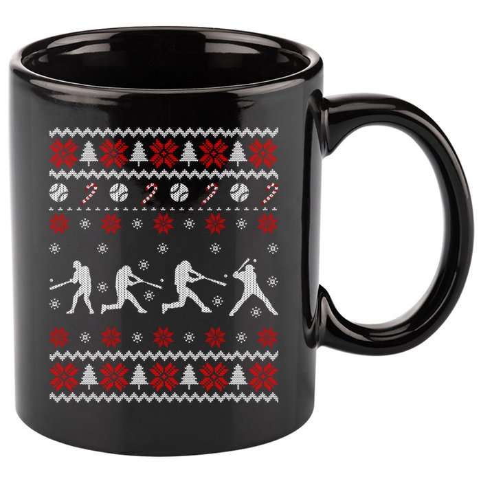 Baseball Players Ugly Christmas Sweater Xmas Gift 11oz C Handle Ceramic Mug