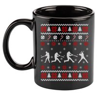 Baseball Players Ugly Christmas Sweater Xmas Gift 11oz C Handle Ceramic Mug