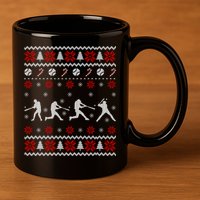 Baseball Players Ugly Christmas Sweater Xmas Gift 11oz C Handle Ceramic Mug