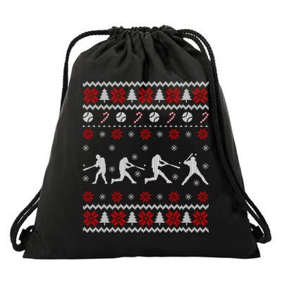 Baseball Players Ugly Christmas Sweater Xmas Gift Drawstring Bag