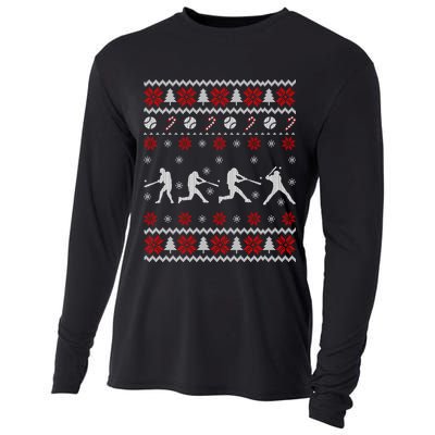 Baseball Players Ugly Christmas Sweater Xmas Gift Cooling Performance Long Sleeve Crew