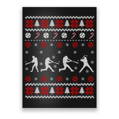 Baseball Players Ugly Christmas Sweater Xmas Gift Poster