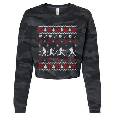 Baseball Players Ugly Christmas Sweater Xmas Gift Cropped Pullover Crew