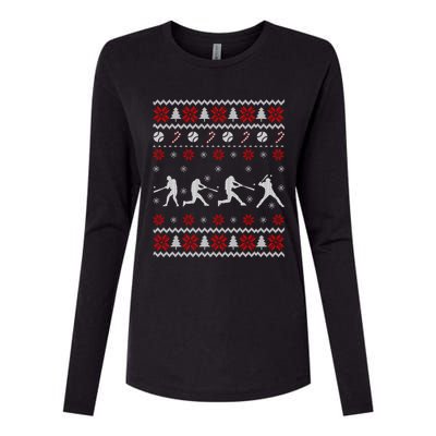 Baseball Players Ugly Christmas Sweater Xmas Gift Womens Cotton Relaxed Long Sleeve T-Shirt