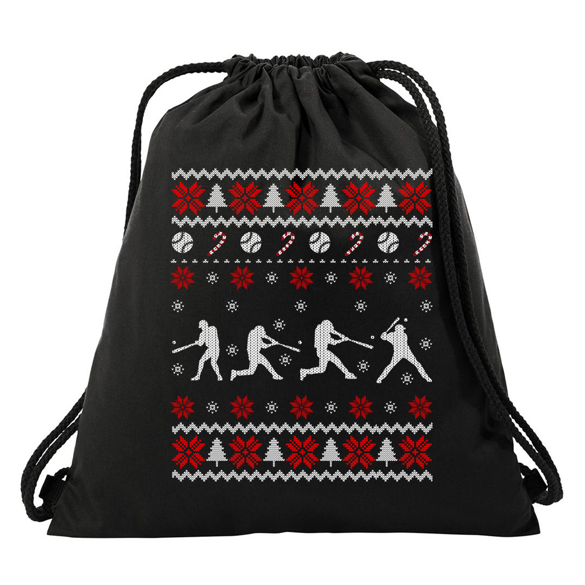 Baseball Players Ugly Christmas Sweater Xmas Gift Drawstring Bag