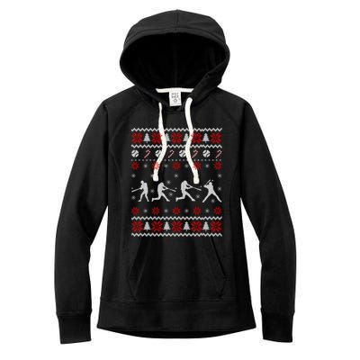 Baseball Players Ugly Christmas Sweater Xmas Gift Women's Fleece Hoodie