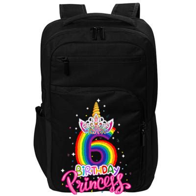 Birthday Princess Unicorn 6 Year Old 6th Birthday Girl Kids Impact Tech Backpack