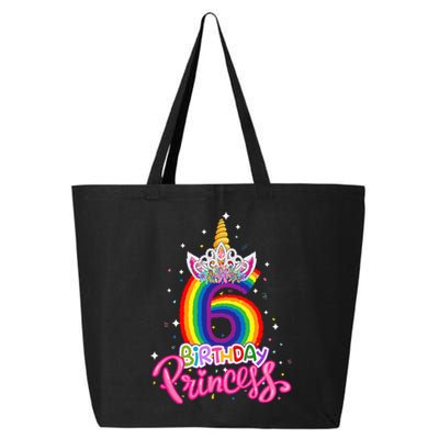 Birthday Princess Unicorn 6 Year Old 6th Birthday Girl Kids 25L Jumbo Tote