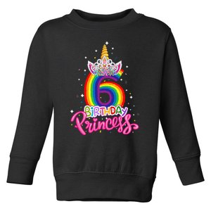 Birthday Princess Unicorn 6 Year Old 6th Birthday Girl Kids Toddler Sweatshirt