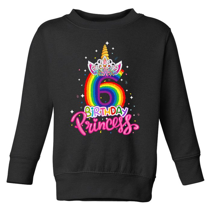 Birthday Princess Unicorn 6 Year Old 6th Birthday Girl Kids Toddler Sweatshirt