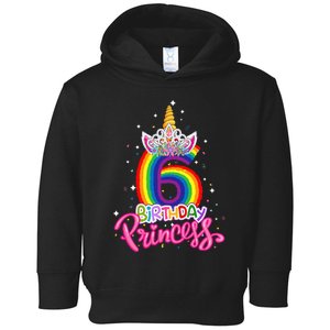 Birthday Princess Unicorn 6 Year Old 6th Birthday Girl Kids Toddler Hoodie