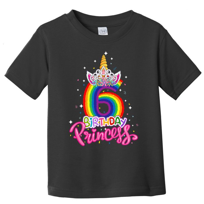 Birthday Princess Unicorn 6 Year Old 6th Birthday Girl Kids Toddler T-Shirt