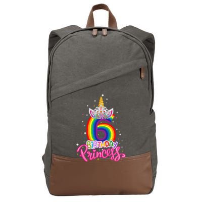 Birthday Princess Unicorn 6 Year Old 6th Birthday Girl Kids Cotton Canvas Backpack