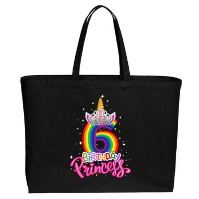 Birthday Princess Unicorn 6 Year Old 6th Birthday Girl Kids Cotton Canvas Jumbo Tote