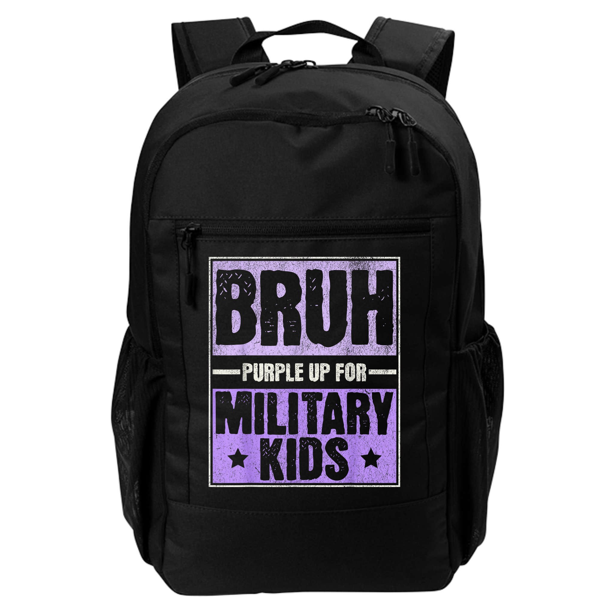Bruh Purple Up For Military Month Military Child Month Backpack