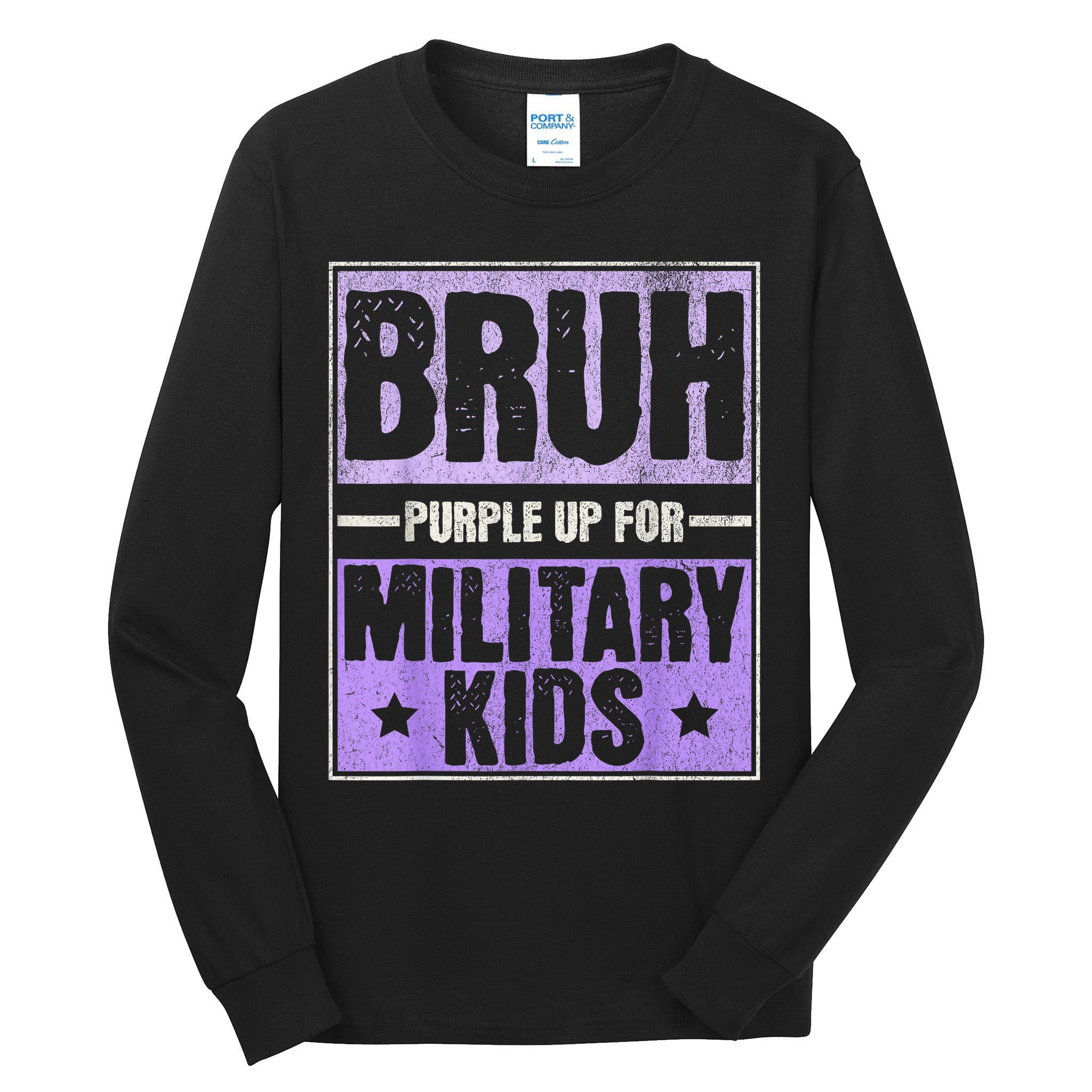 Bruh Purple Up For Military Month Military Child Month Tall Long Sleeve T-Shirt