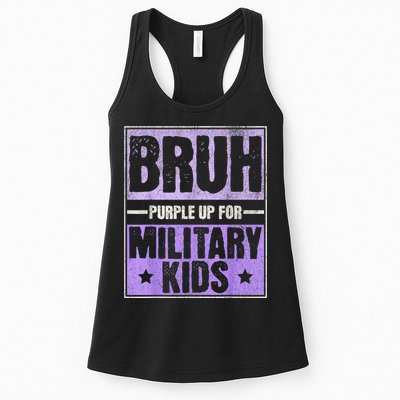 Bruh Purple Up For Military Month Military Child Month Womens Tank Top