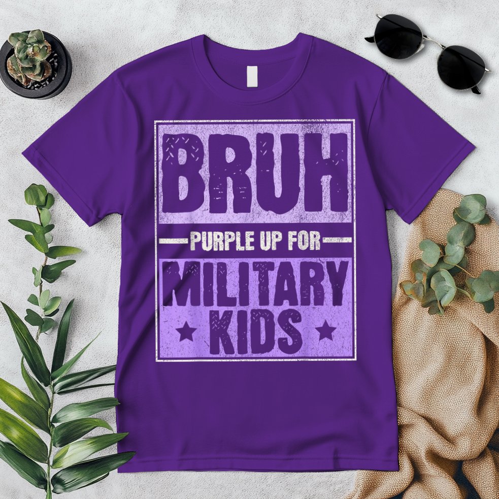 Bruh Purple Up For Military Month Military Child Month Premium T-Shirt