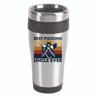 Best Pucking Uncle Ever Funny Hockey Uncle Saying Gift 16oz Travel Tumbler