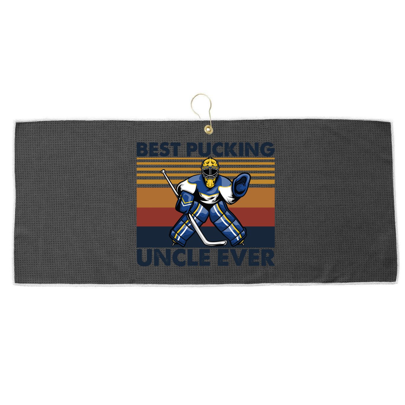 Best Pucking Uncle Ever Funny Hockey Uncle Saying Gift Large Microfiber Waffle Golf Towel