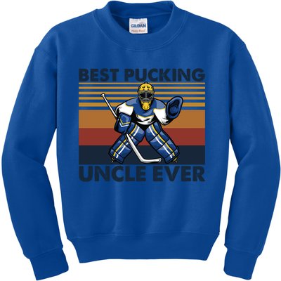 Best Pucking Uncle Ever Funny Hockey Uncle Saying Gift Kids Sweatshirt