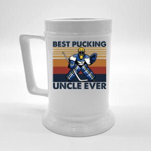 Best Pucking Uncle Ever Funny Hockey Uncle Saying Gift Beer Stein