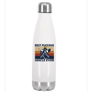 Best Pucking Uncle Ever Funny Hockey Uncle Saying Gift Stainless Steel Insulated Water Bottle