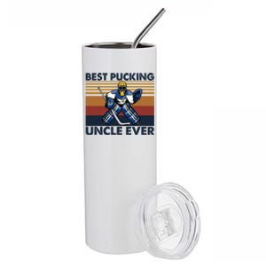 Best Pucking Uncle Ever Funny Hockey Uncle Saying Gift Stainless Steel Tumbler