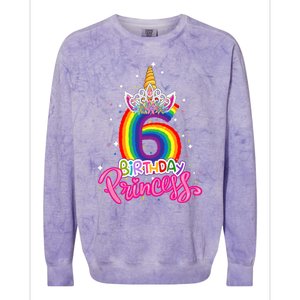 Birthday Princess Unicorn 6 Year Old 6th Birthday Girl Colorblast Crewneck Sweatshirt