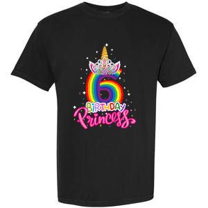 Birthday Princess Unicorn 6 Year Old 6th Birthday Girl Garment-Dyed Heavyweight T-Shirt