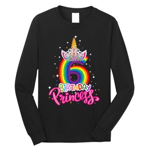 Birthday Princess Unicorn 6 Year Old 6th Birthday Girl Long Sleeve Shirt