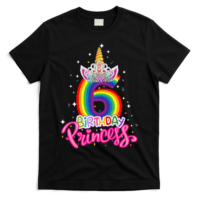 Birthday Princess Unicorn 6 Year Old 6th Birthday Girl T-Shirt