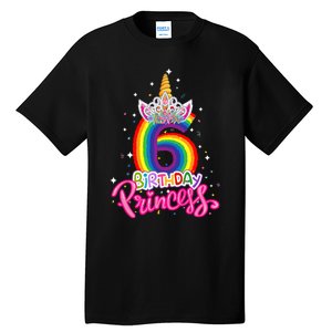 Birthday Princess Unicorn 6 Year Old 6th Birthday Girl Tall T-Shirt