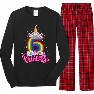 Birthday Princess Unicorn 6 Year Old 6th Birthday Girl Long Sleeve Pajama Set