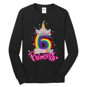 Birthday Princess Unicorn 6 Year Old 6th Birthday Girl Tall Long Sleeve T-Shirt