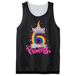 Birthday Princess Unicorn 6 Year Old 6th Birthday Girl Mesh Reversible Basketball Jersey Tank