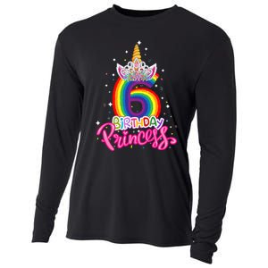 Birthday Princess Unicorn 6 Year Old 6th Birthday Girl Cooling Performance Long Sleeve Crew