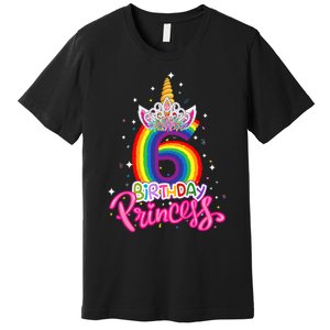 Birthday Princess Unicorn 6 Year Old 6th Birthday Girl Premium T-Shirt