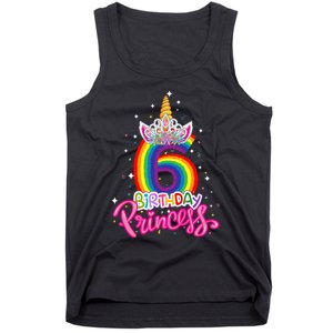 Birthday Princess Unicorn 6 Year Old 6th Birthday Girl Tank Top