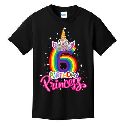 Birthday Princess Unicorn 6 Year Old 6th Birthday Girl Kids T-Shirt