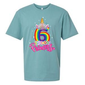 Birthday Princess Unicorn 6 Year Old 6th Birthday Girl Sueded Cloud Jersey T-Shirt