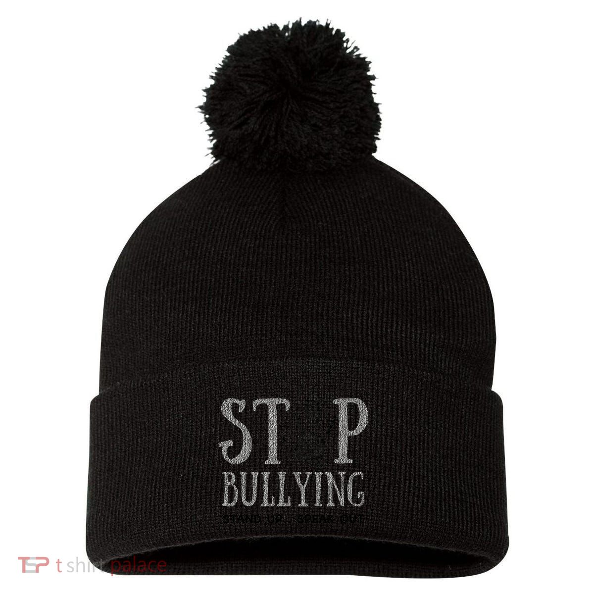 Bullying Prevention Unity Day Orange Peace Love Respect Pom Pom 12in Knit Beanie