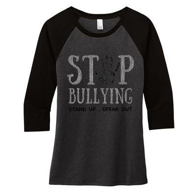 Bullying Prevention Unity Day Orange Peace Love Respect Women's Tri-Blend 3/4-Sleeve Raglan Shirt