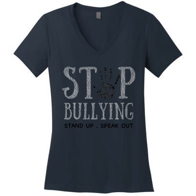 Bullying Prevention Unity Day Orange Peace Love Respect Women's V-Neck T-Shirt