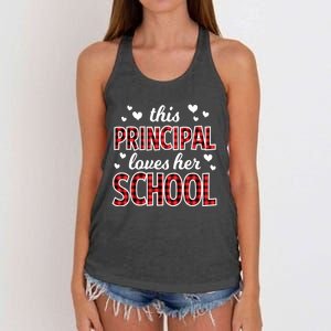 Buffalo Plaid Valentines Day For Teacher School Principal Women's Knotted Racerback Tank