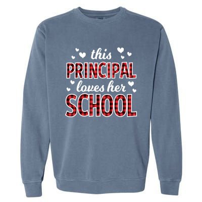 Buffalo Plaid Valentines Day For Teacher School Principal Garment-Dyed Sweatshirt