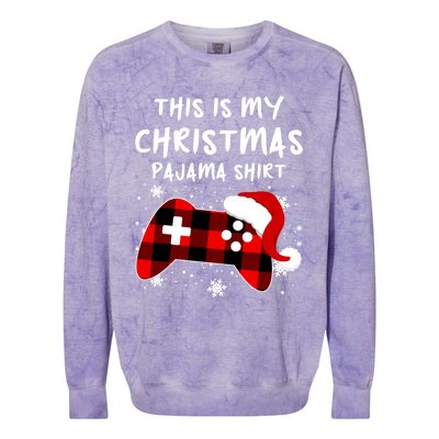 Buffalo Plaid Video Game Santa This Is My Christmas Pajama Cool Gift Colorblast Crewneck Sweatshirt