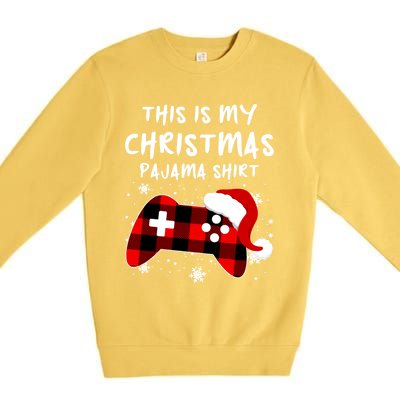 Buffalo Plaid Video Game Santa This Is My Christmas Pajama Cool Gift Premium Crewneck Sweatshirt