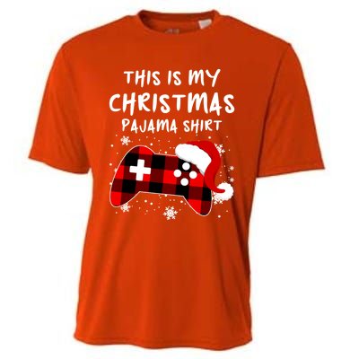 Buffalo Plaid Video Game Santa This Is My Christmas Pajama Cool Gift Cooling Performance Crew T-Shirt